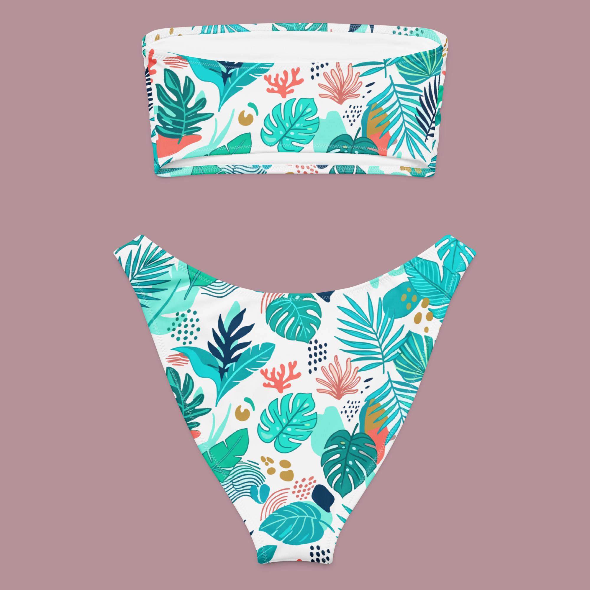 Island Vibe – Frond & Free – Recycled Bandeau Bikini - Back Island Vibe – Frond & Free – Recycled Bandeau Bikini - Back