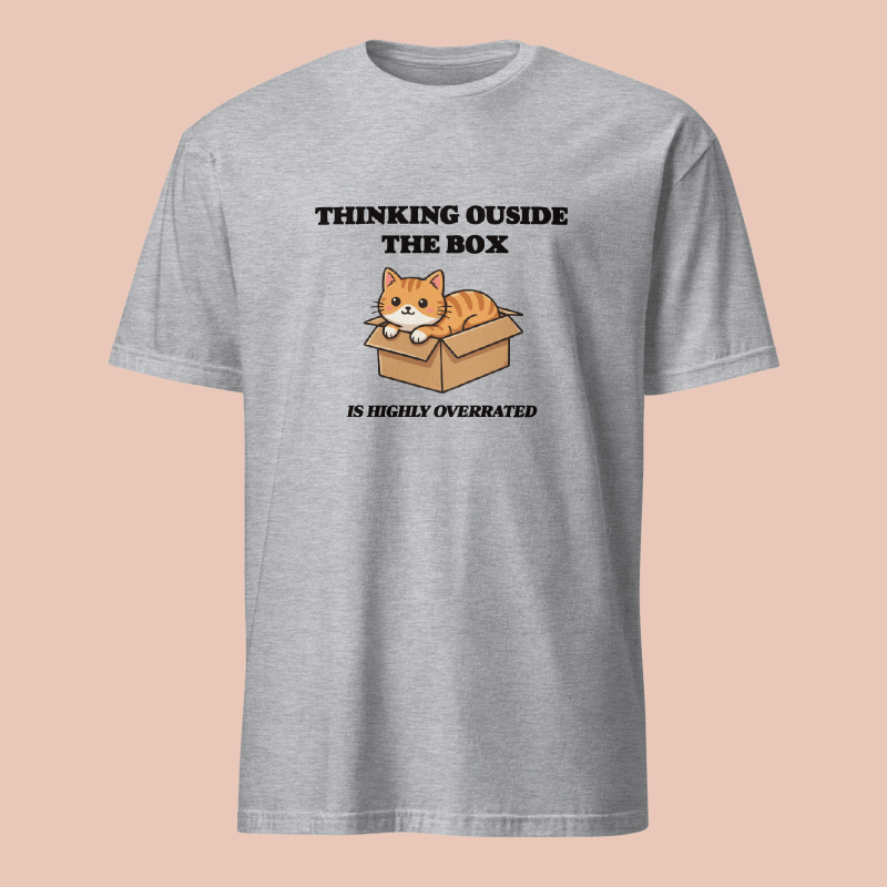 Thinking-Outside-the-Box-Black-text-Sport-Gray Thinking Outside the Box - Cat Shirt - Unisex